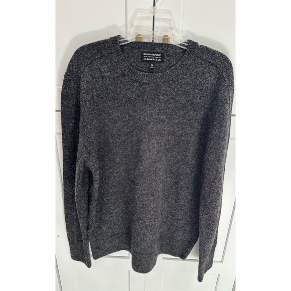 Banana Republic Men's Sz XL Gray Shetland Wool Crew Neck Sweater JC Rennie AK29